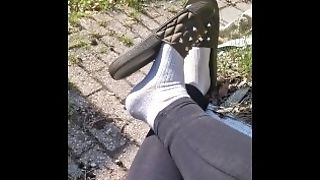 Have Fun With My Slippers In My Garden. Love The Spring Sun.