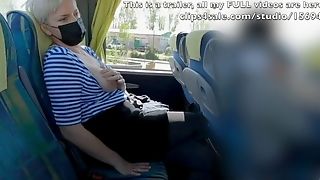 Public Bus Risky Crossed Gams Onanism To Orgasm